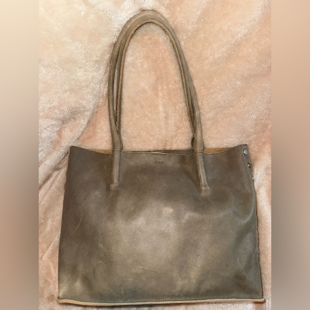 !HAMMITT Bundle! Oliver Leather Taupe Pewter Tote & Tony Small Pewter Crossbody - Picture 4 of 16